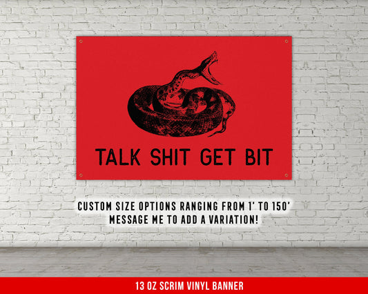 Talk Shit Get Bit Banner Poster - Home Gym Decor - Large Motivational Quote Wall Art - Inspirational - Snake