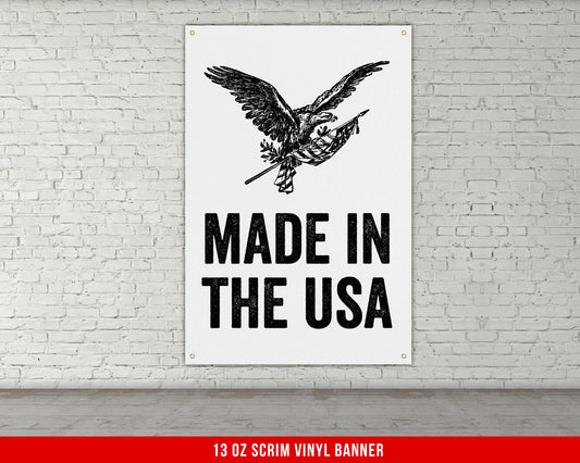 Made In The USA Banner Poster - Home Gym Decor - Large Motivational Quote Wall Art - Inspirational - Patriotic