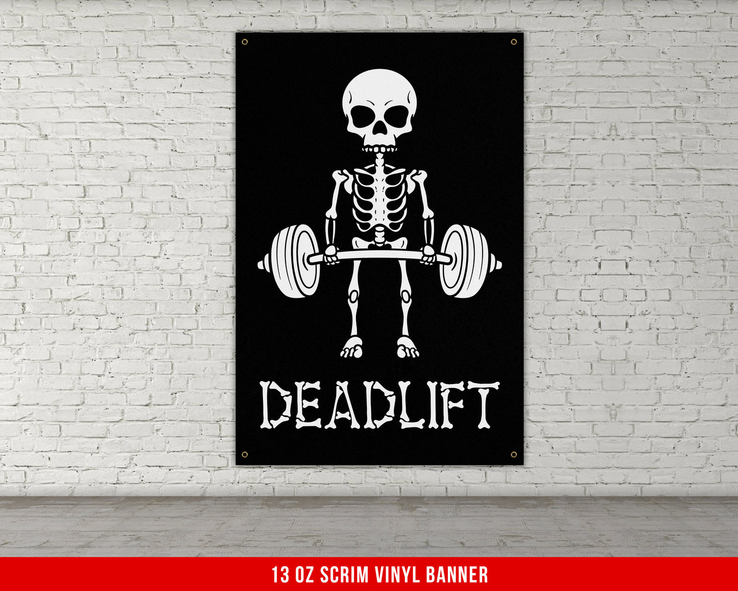 Deadlift Banner - Home Gym Decor - Funny Skull Large Wall Art - Weightlifting - Sports Inspiration