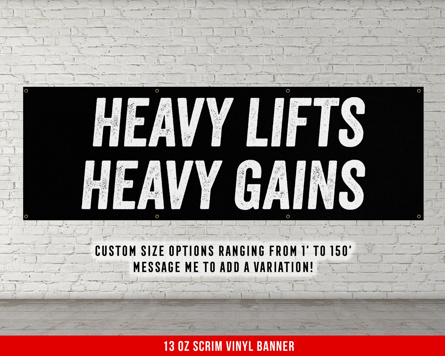 Heavy Lifts Heavy Gains Banner - Motivational Home Gym Decor - Large Quote Wall Art - Weightlifting - Inspirational - Minimalism