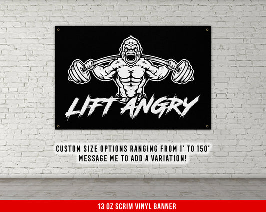 Lift Angry Gorilla Banner - Home Gym Decor - Large Quotes Wall Art - Garage Basement - Sports Inspiration - Motivational Fitness