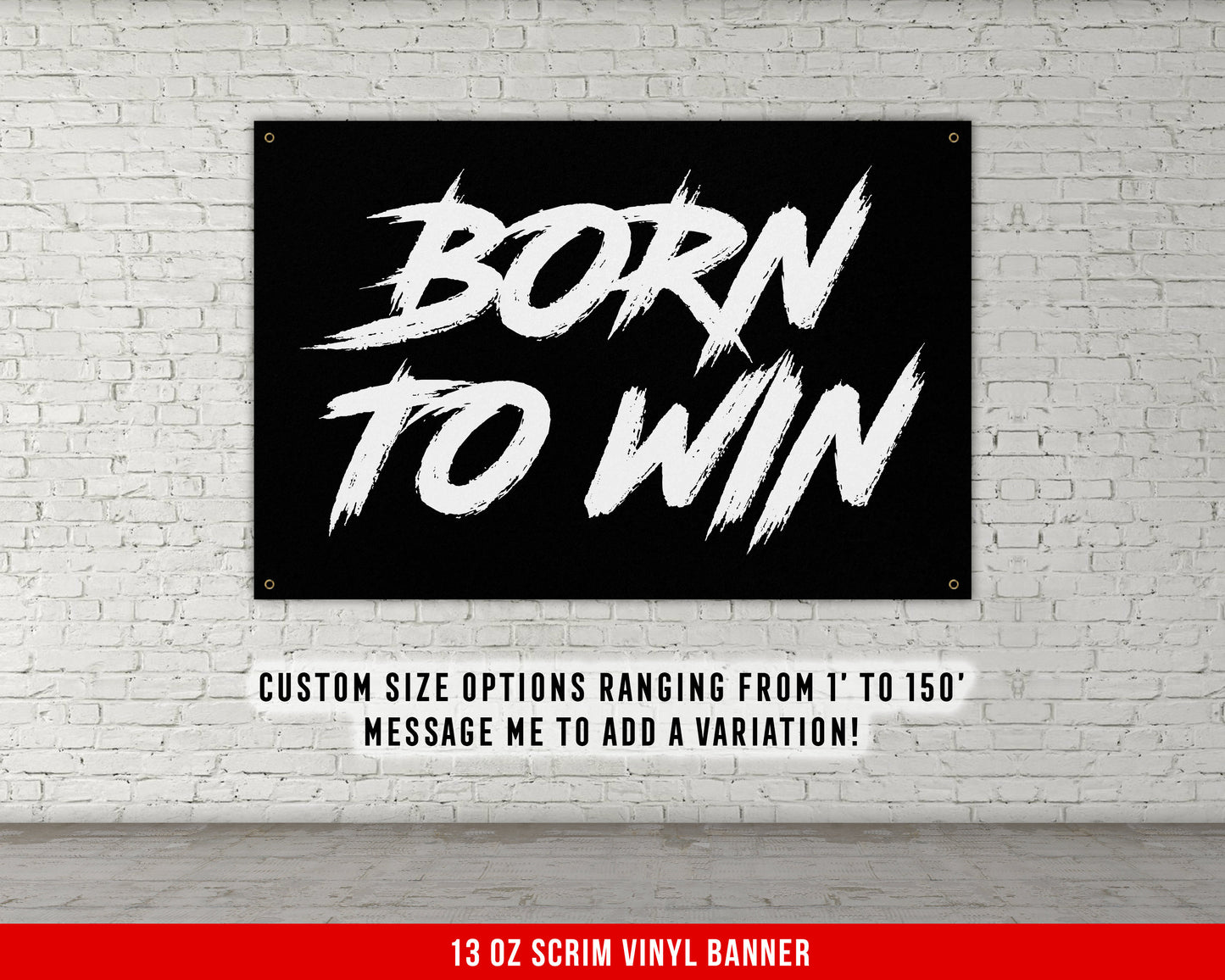 Born To Win Banner - Home Gym Decor - Large Quotes Wall Art - Garage Basement - Sports Inspiration - Motivational Fitness