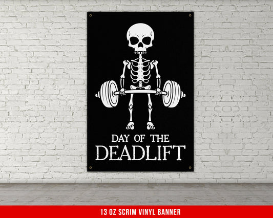 Day Of The Deadlift Banner - Home Gym Decor - Funny Skull Large Wall Art - Weightlifting - Sports Inspiration