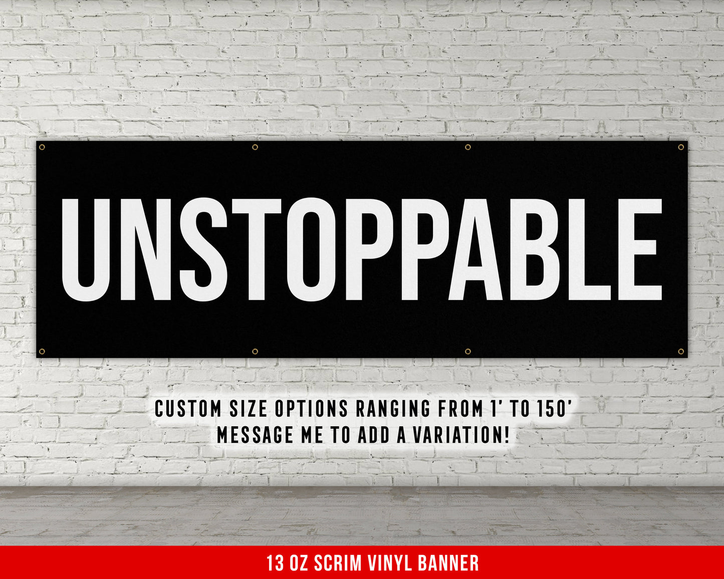 Unstoppable Banner - Home Gym Decor - Large Quote Wall Art - Fitness Training - Motivational Inspiration