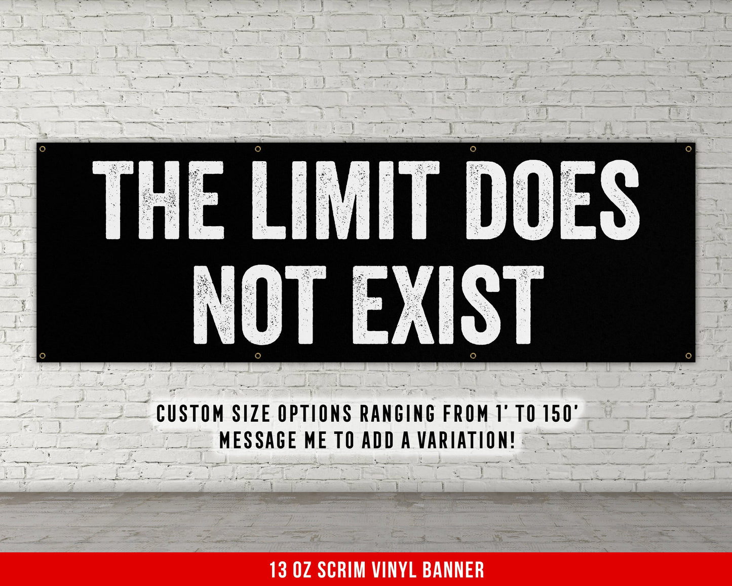 The Limit Does Not Exist Banner - Motivational Home Gym Decor - Large Quote Wall Art - Weightlifting - Inspirational - Minimalism