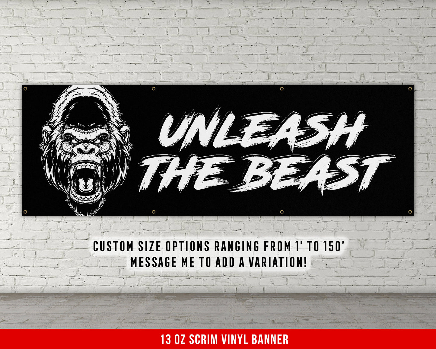 Unleash The Beast Banner - Home Gym Decor - Large Quote Wall Art - Fitness Training - Motivational Inspiration