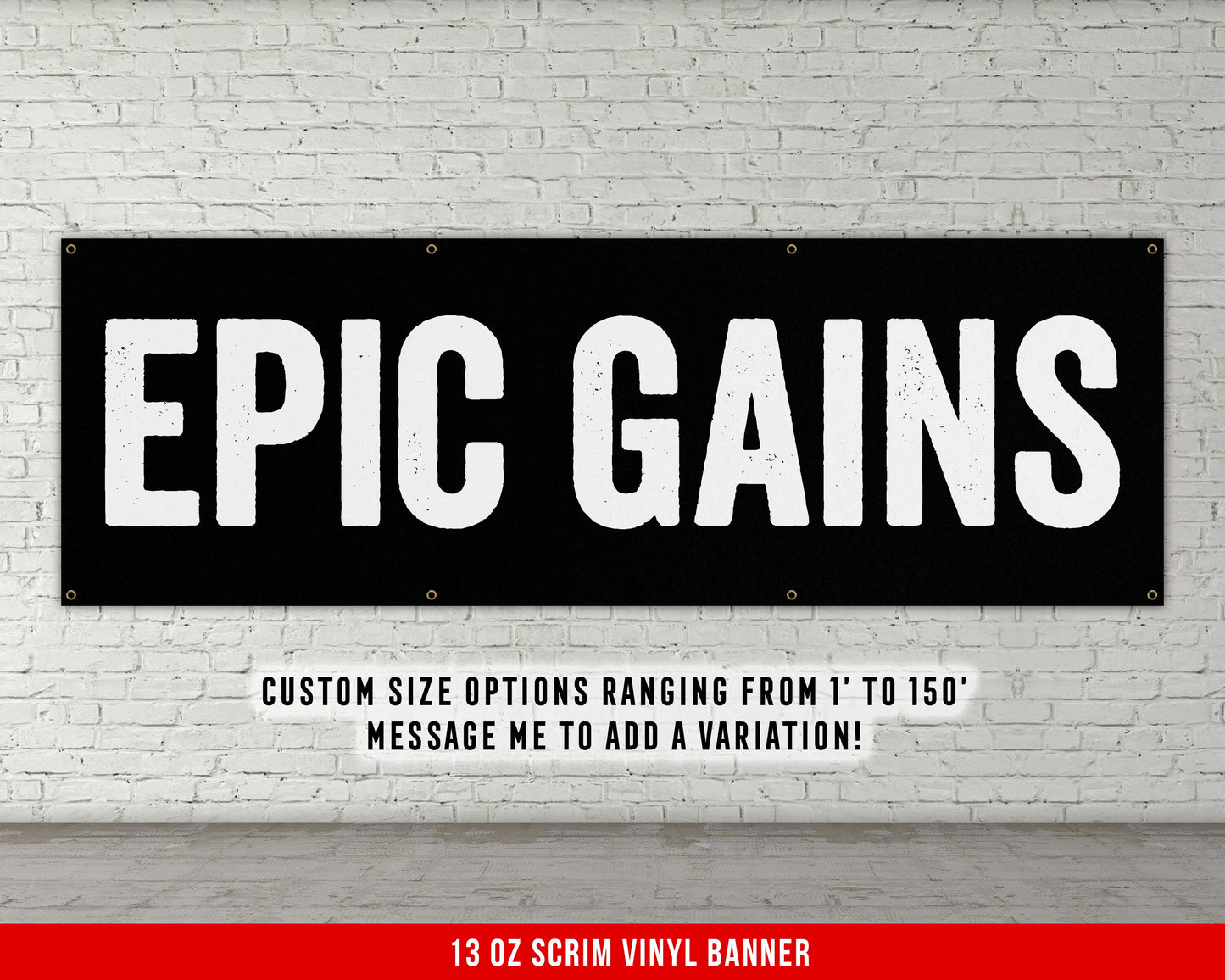 Epic Gains Banner - Home Gym Decor - Large Quote Wall Art - Fitness Training - Motivational Inspiration