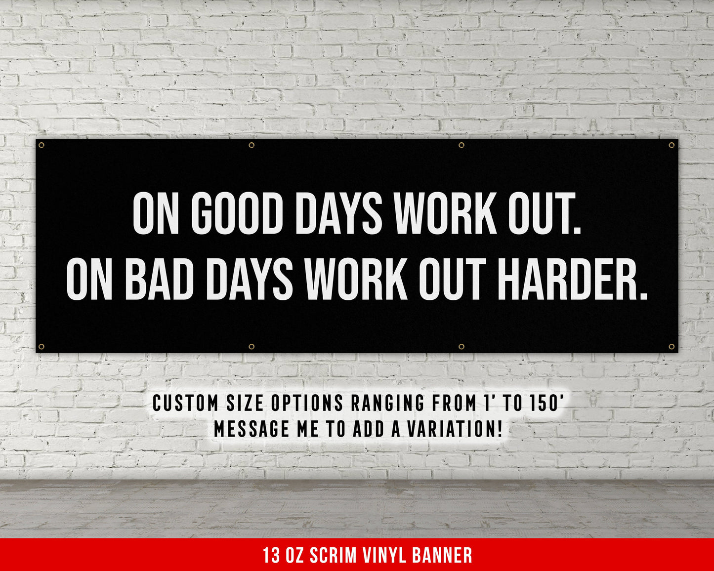 On Good Days Workout Banner - Home Gym Decor - Large Quote Wall Art - Fitness Training - Motivational Inspiration