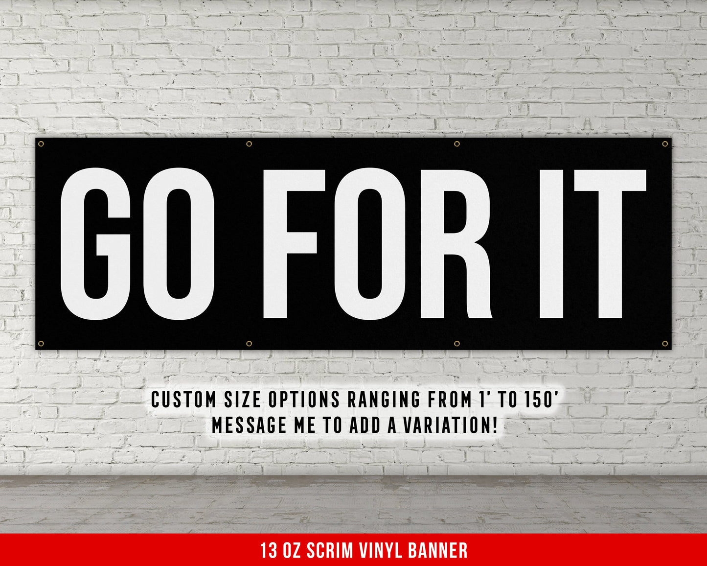 Go For It Banner - Motivational Home Gym Decor - Large Quote Wall Art - Weightlifting - Inspirational - Minimalism