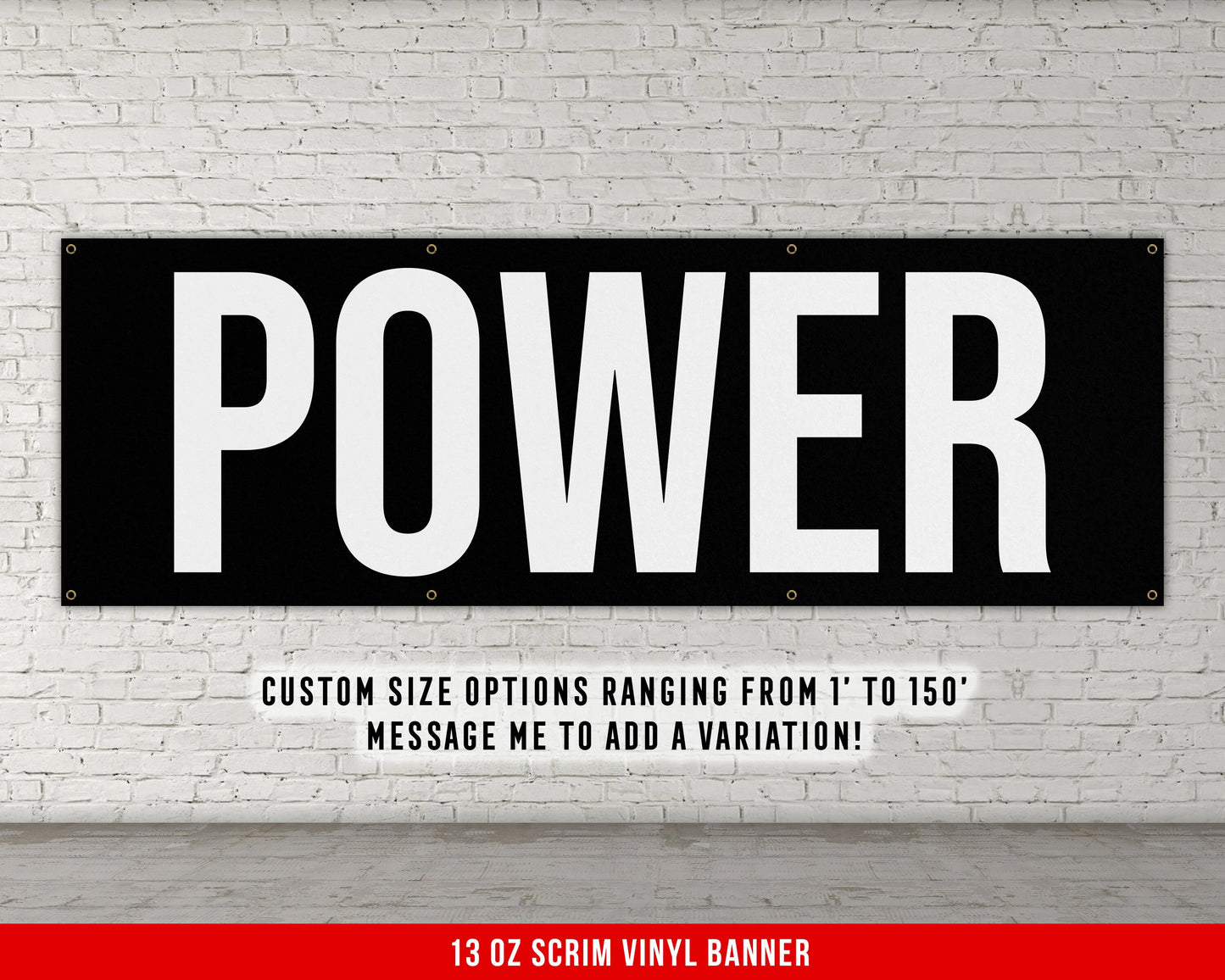 Power Banner - Motivational Home Gym Decor - Large Quote Wall Art - Weightlifting - Inspirational - Minimalism