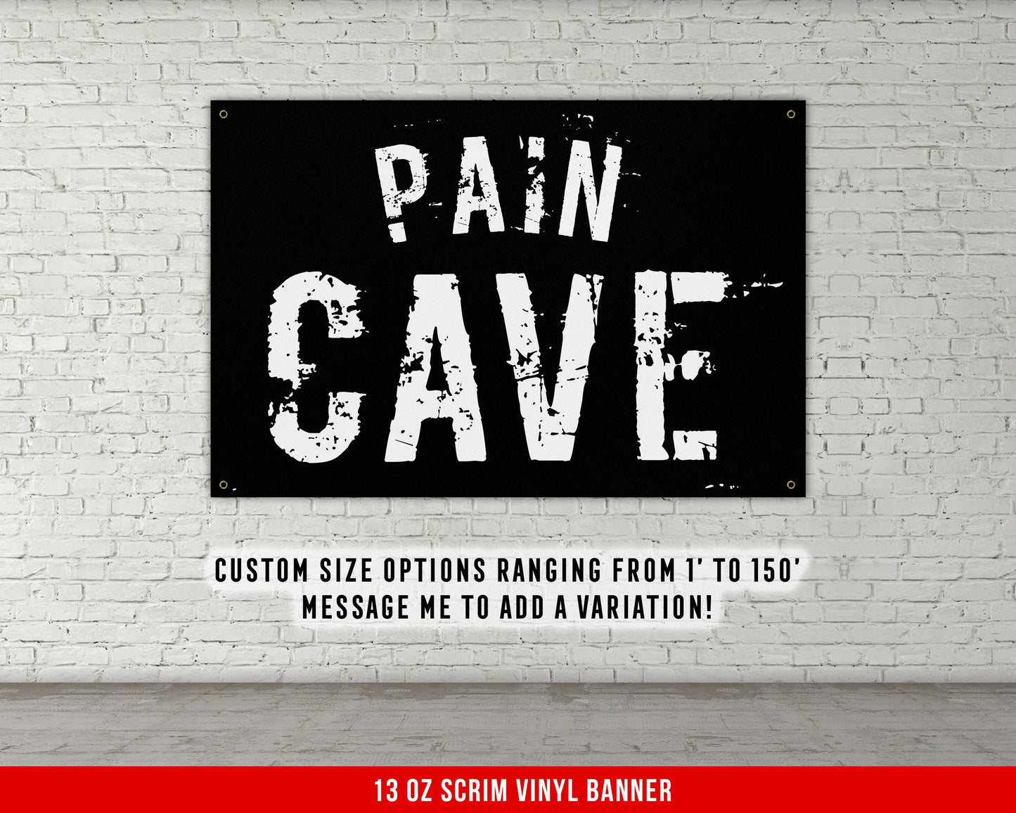 Pain Cave Banner - Home Gym Decor - Large Quotes Wall Art - Garage Basement - Sports Inspiration - Motivational Fitness