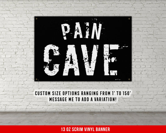 Pain Cave Banner - Home Gym Decor - Large Quotes Wall Art - Garage Basement - Sports Inspiration - Motivational Fitness