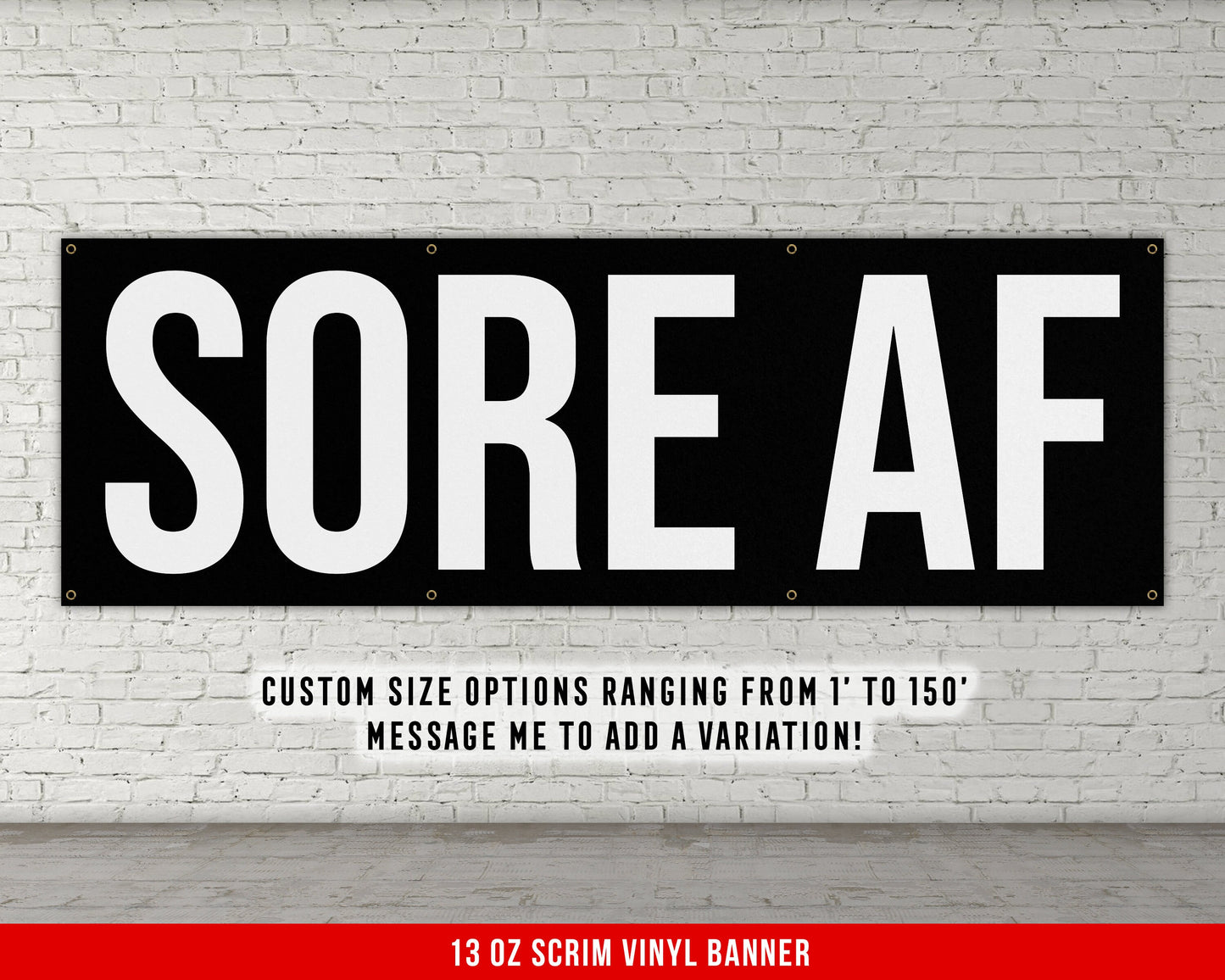 Sore AF Banner - Motivational Home Gym Decor - Large Quote Wall Art - Weightlifting - Inspirational