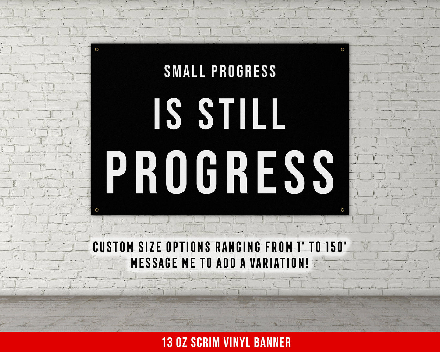 Small Progress Banner - Home Gym Decor - Large Quotes Wall Art - Garage Basement - Sports Inspiration - Motivational Fitness