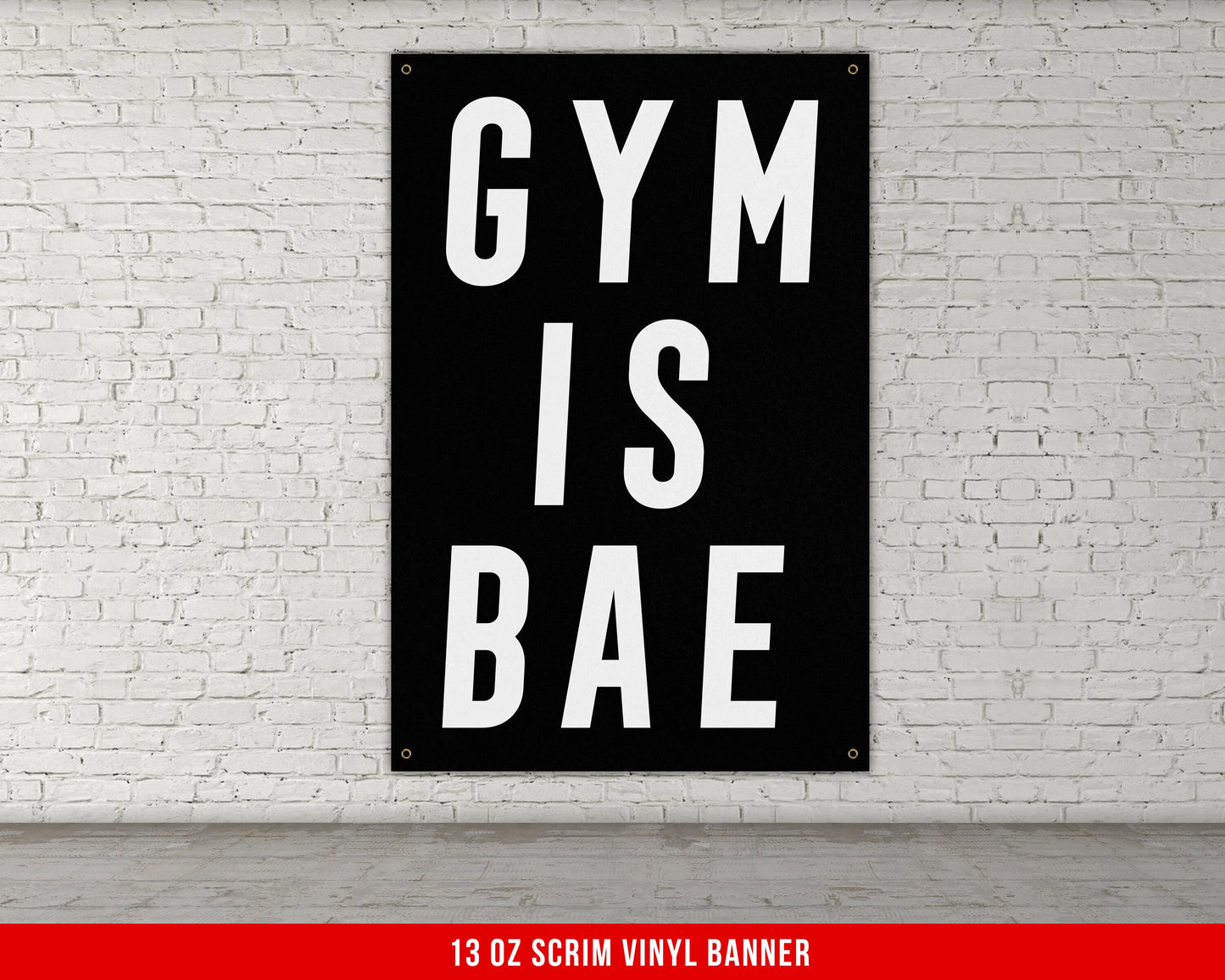 Gym Is Bae Banner - Home Gym Decor - Large Motivational Quote Wall Art - Weightlifting - Sports Inspiration