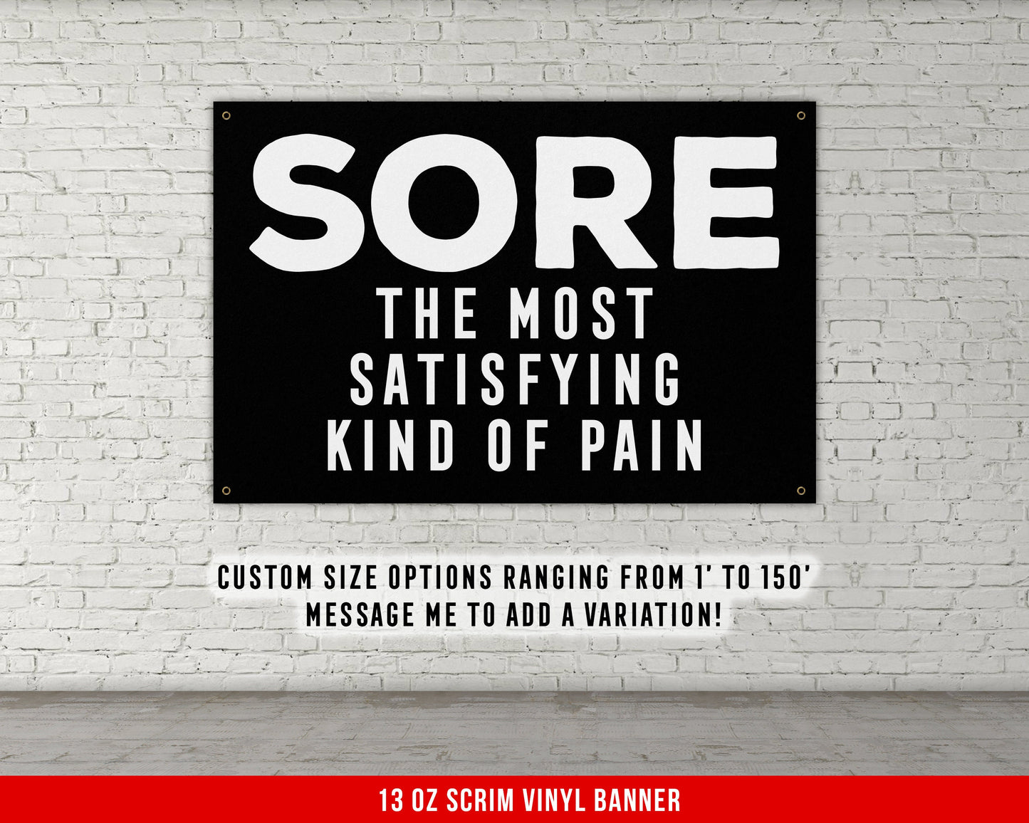 Satisfying Pain Banner - Home Gym Decor - Large Quotes Wall Art - Sports Inspiration - Motivational Fitness