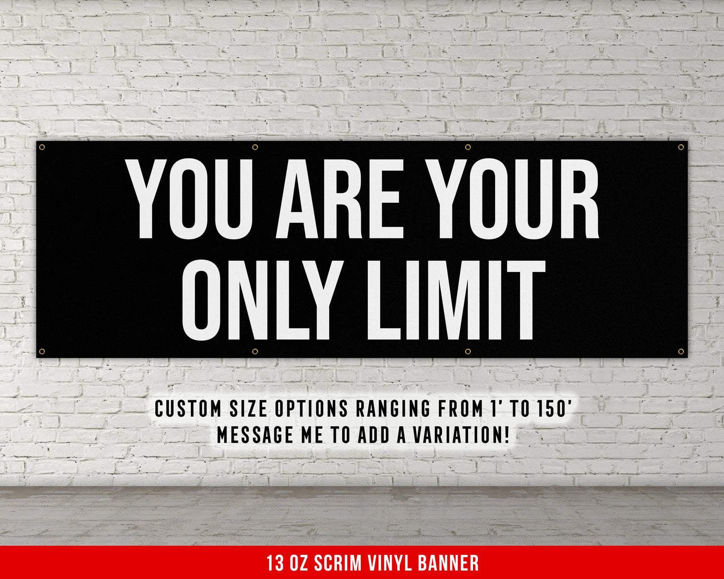 Your Only Limit Banner - Motivational Home Gym Decor - Large Quote Wall Art - Weightlifting - Inspirational Sports