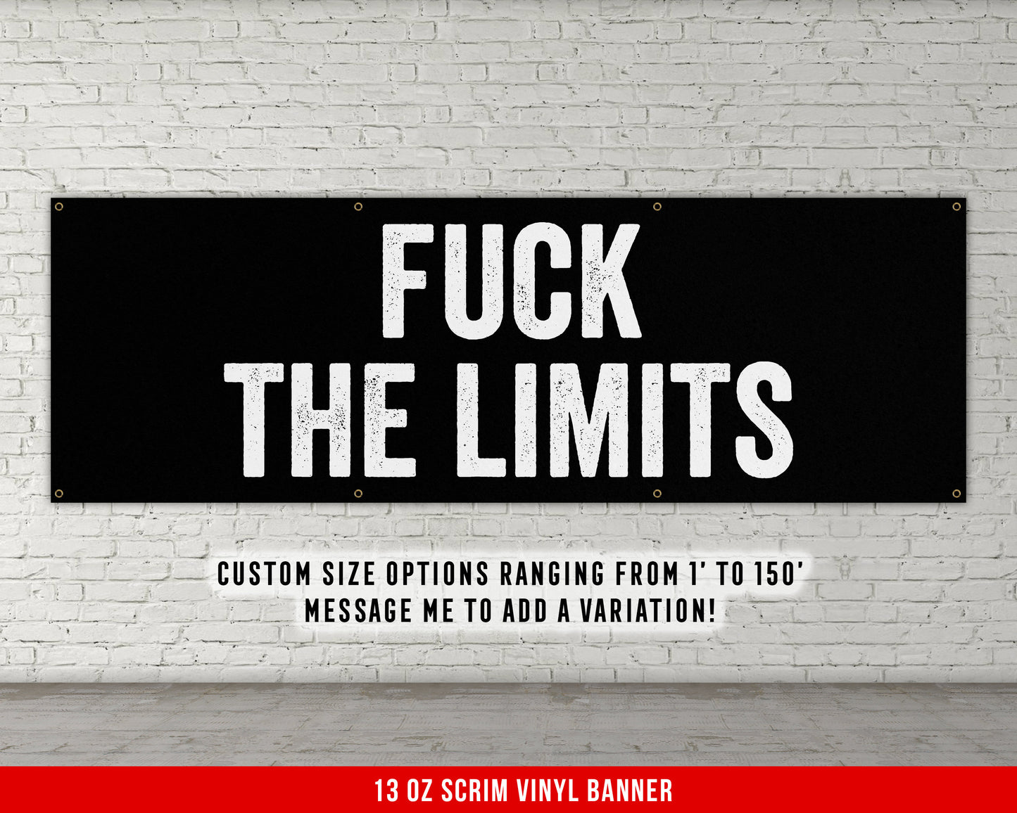 F*** The Limits Banner - Motivational Home Gym Decor - Large Quote Wall Art - Weightlifting - Inspirational - Minimalism