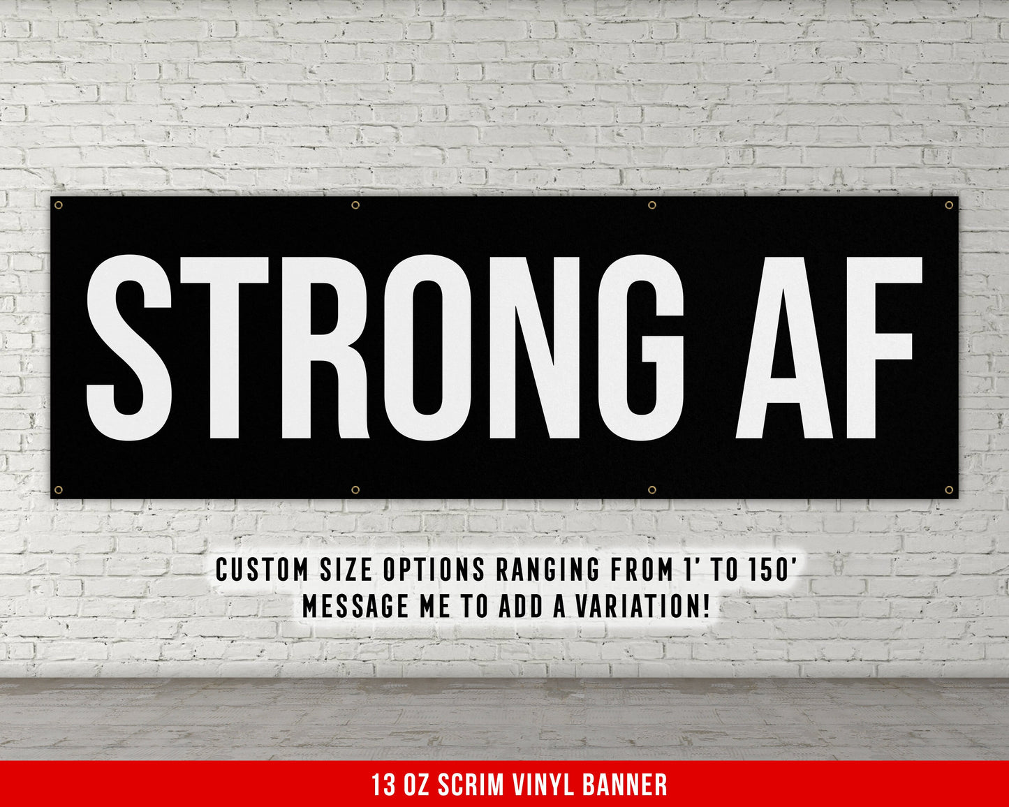 Strong AF Banner - Motivational Home Gym Decor - Large Quote Wall Art - Weightlifting - Inspirational