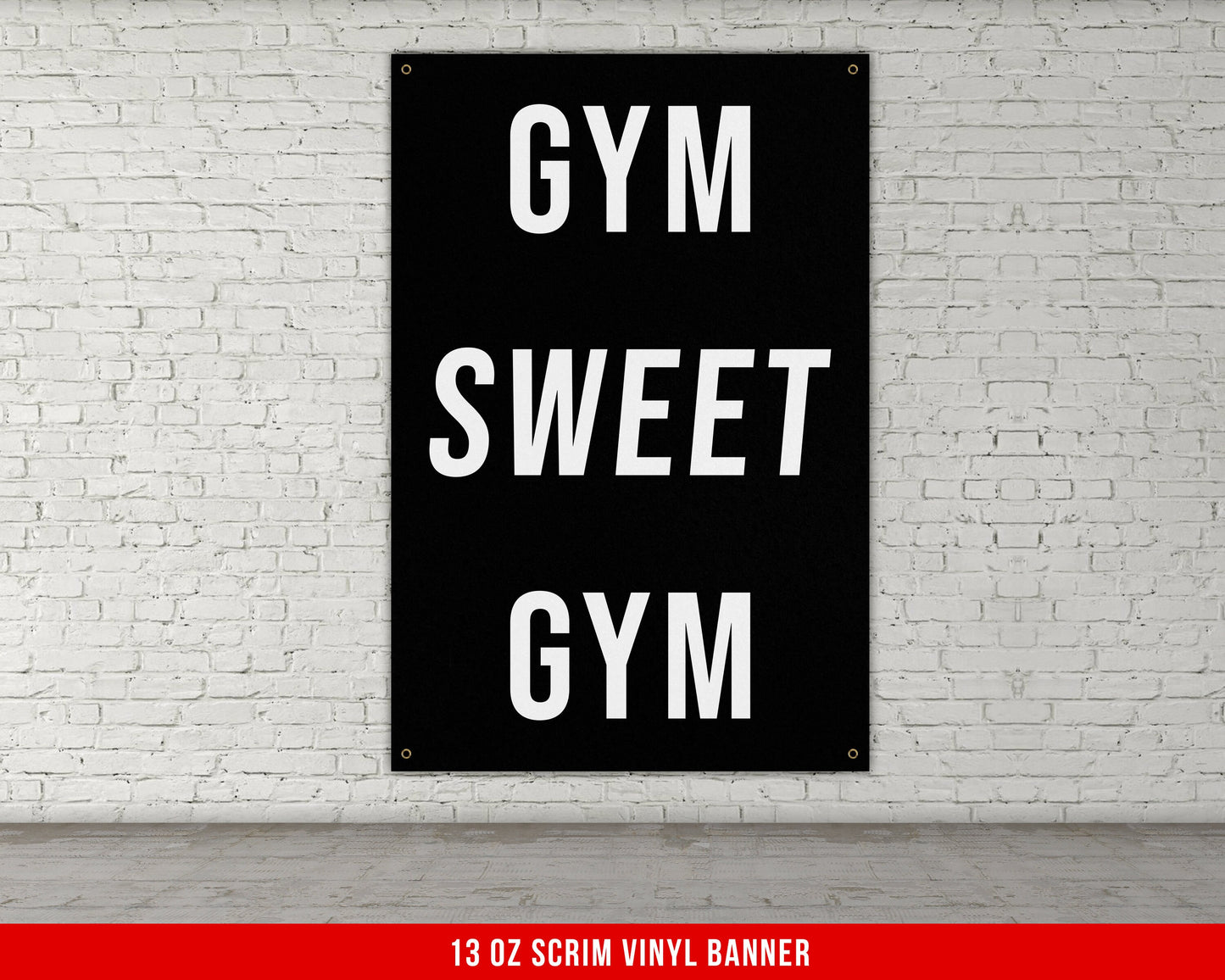 Gym Sweet Gym Banner - Home Gym Decor - Large Motivational Quote Wall Art - Weightlifting - Sports Inspiration