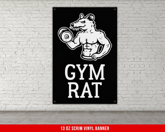 Gym Rat Banner - Home Gym Decor - Funny Large Wall Art - Weightlifting - Sports Inspiration