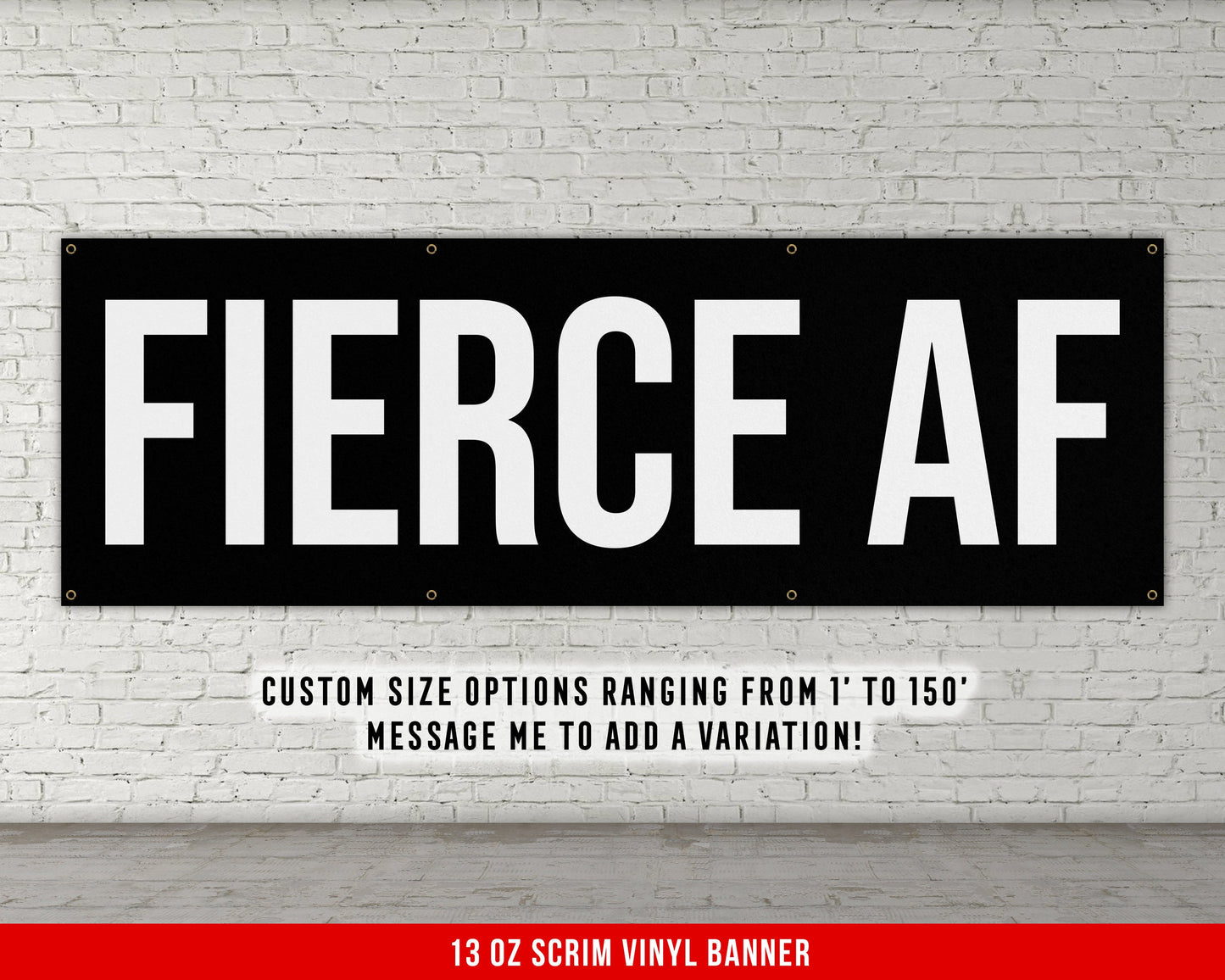 Fierce AF Banner - Motivational Home Gym Decor - Large Quote Wall Art - Weightlifting - Inspirational