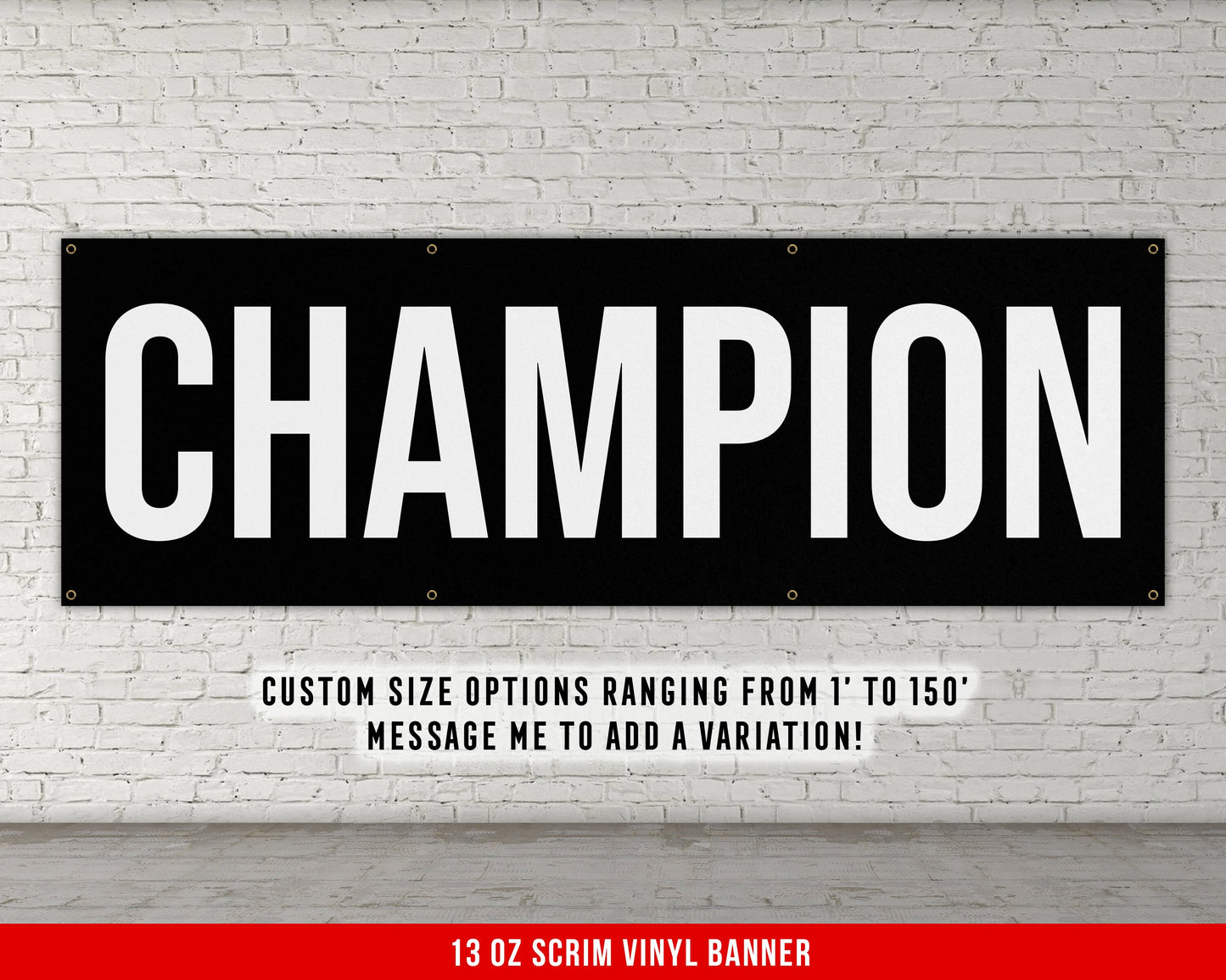 Champion Banner - Motivational Home Gym Decor - Large Quote Wall Art - Weightlifting - Inspirational - Garage Gym