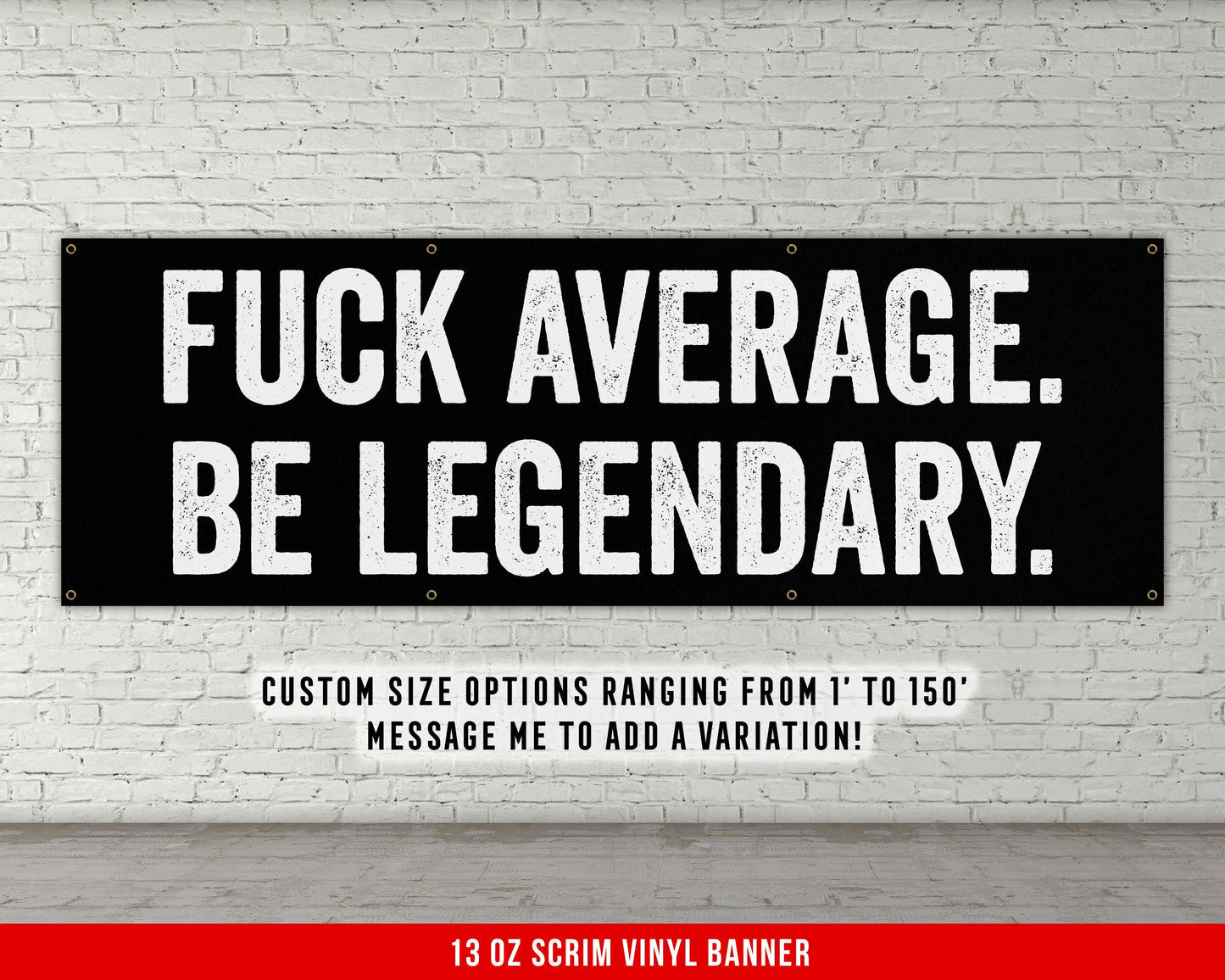 F*** Average Banner - Motivational Home Gym Decor - Large Quote Wall Art - Weightlifting - Inspirational