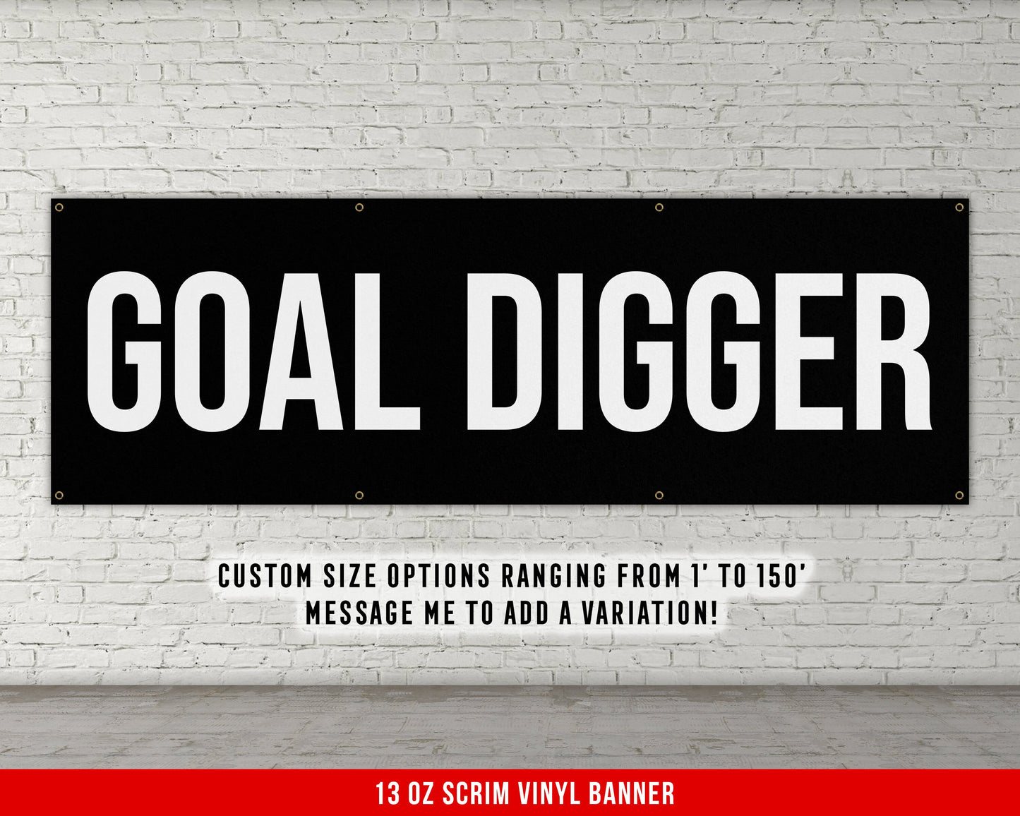 Goal Digger Banner - Motivational Home Gym Decor - Large Quote Wall Art - Weightlifting - Inspirational Sports