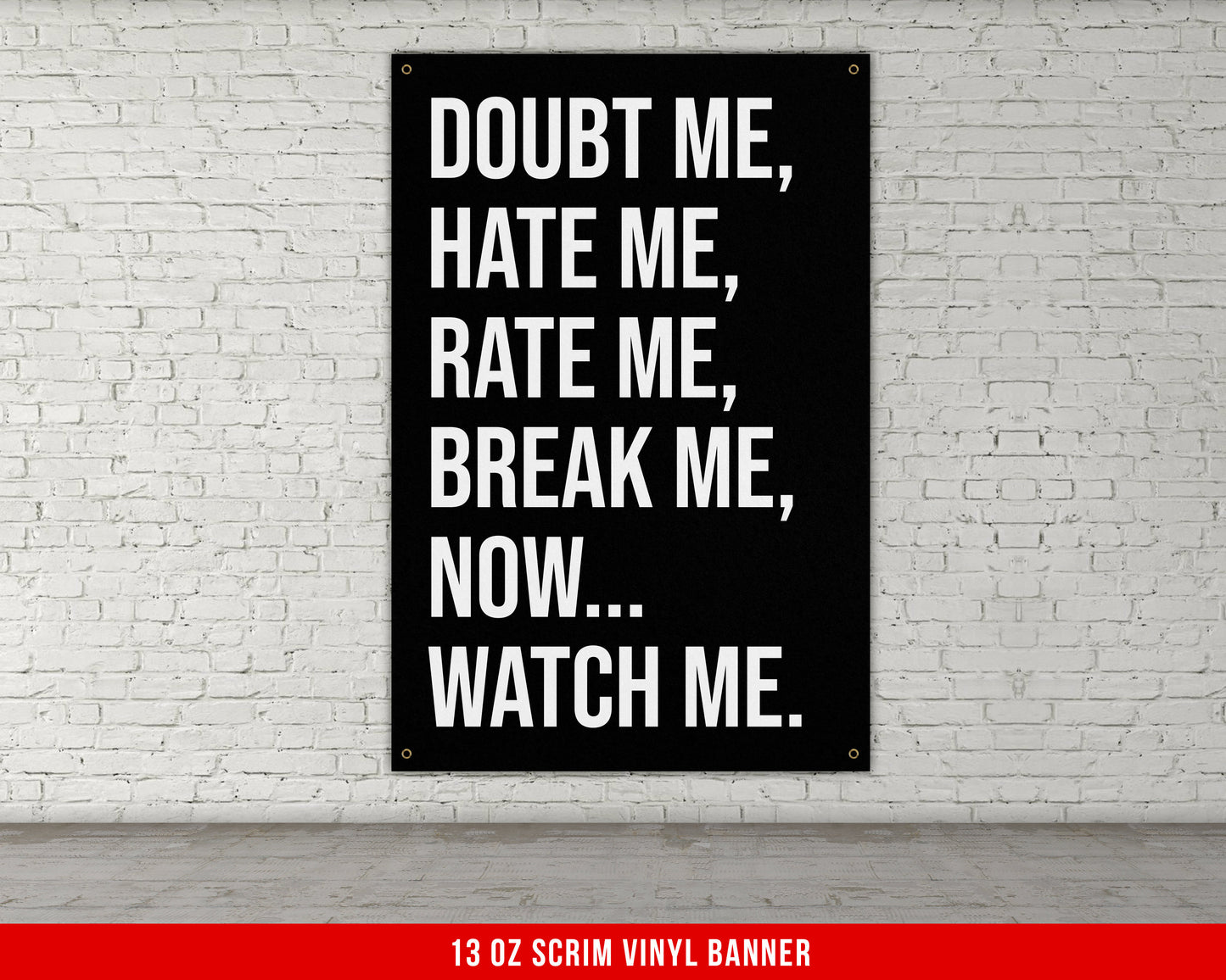 Doubt Me Hate Me Banner - Home Gym Decor - Large Quotes Wall Art - Weightlifting - Sports Inspiration