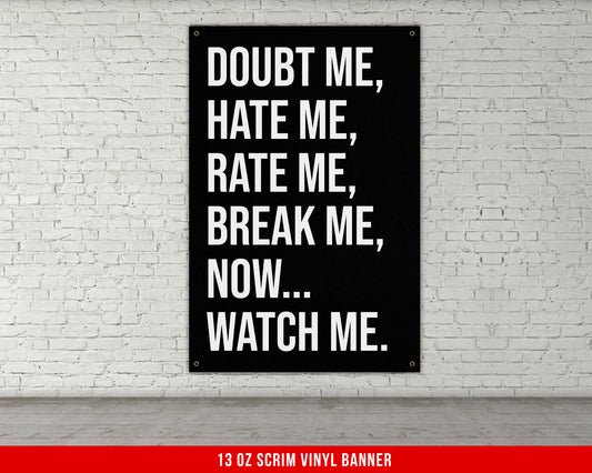 Doubt Me Hate Me Banner - Home Gym Decor - Large Quotes Wall Art - Weightlifting - Sports Inspiration