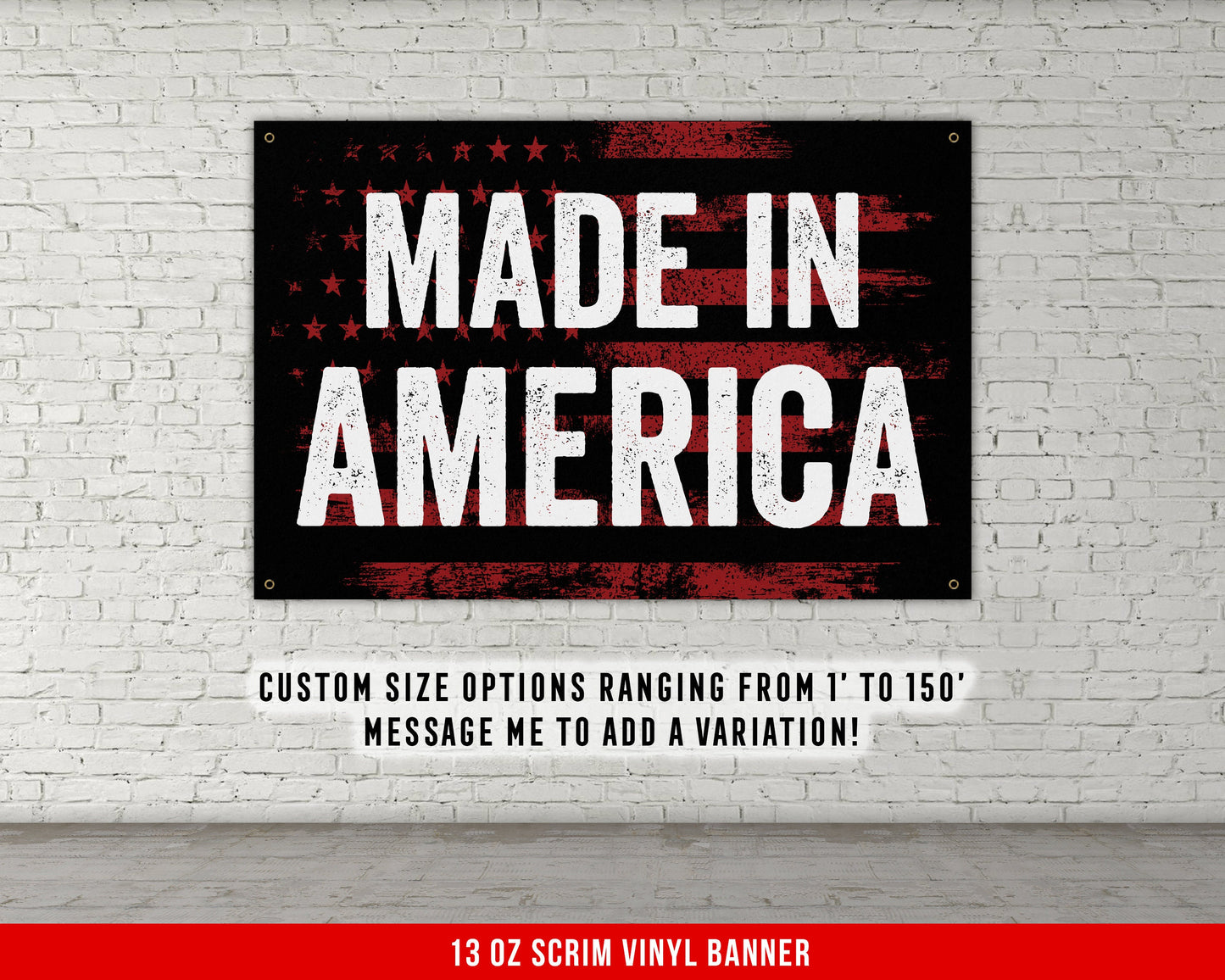 Made In America Banner - Home Gym Decor - Large Motivational Quote Wall Art - Weightlifting - USA Background - Sports Inspiration