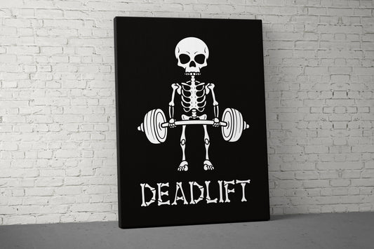 Deadlift Canvas - Home Gym Decor - Large Quote Wall Art - Weightlifting Fitness - Funny Skull