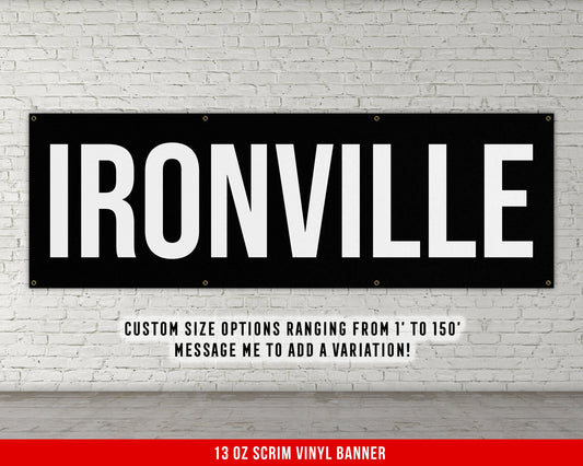 Ironville Banner - Home Gym Decor - Large Quote Wall Art - Fitness Training - Motivational Inspiration