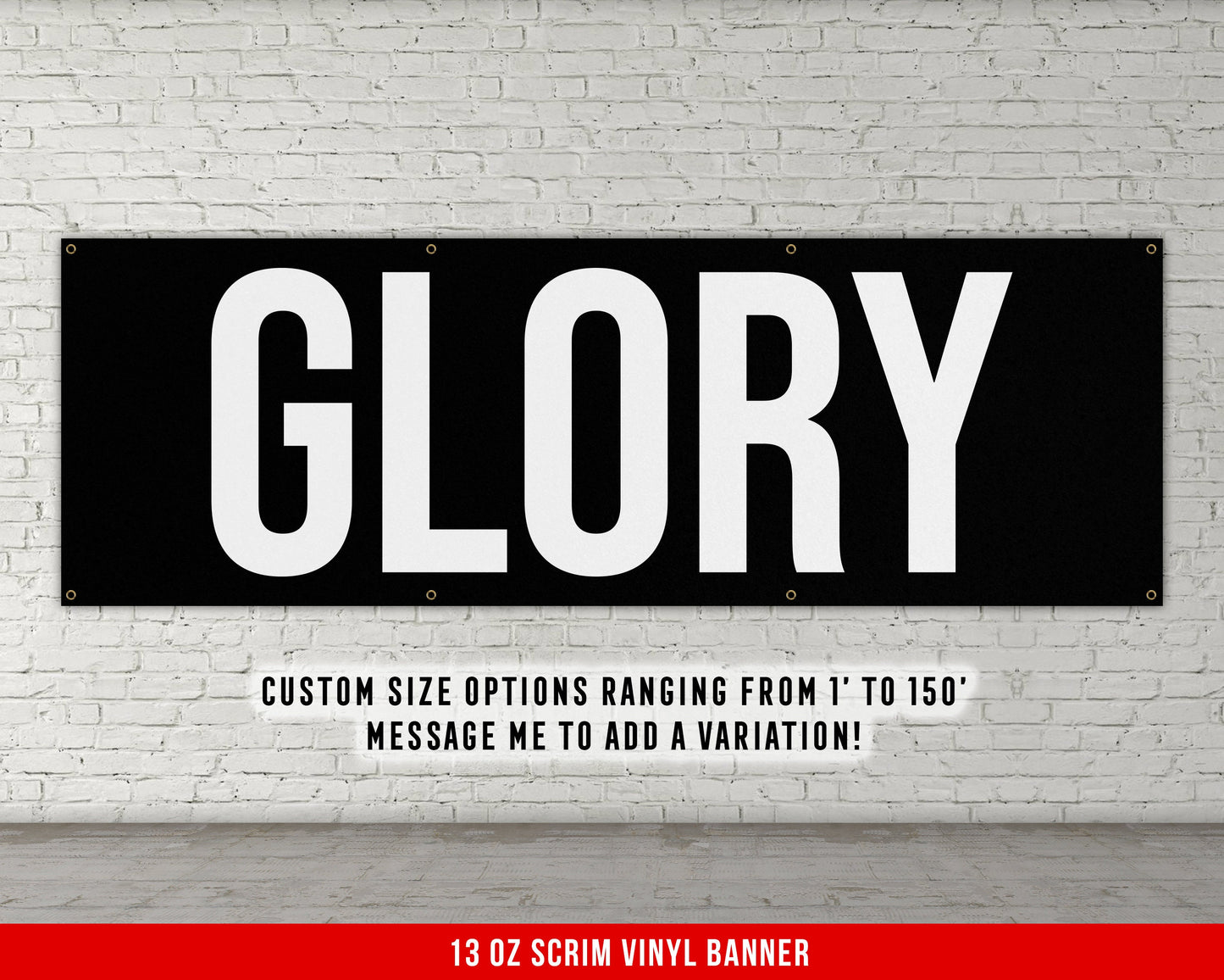 Glory Banner - Home Gym Decor - Large Quote Wall Art - Fitness Training - Motivational Inspiration