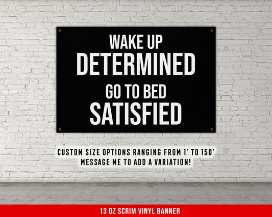 Wake Up Determined Banner - Home Gym Decor - Large Quotes Wall Art - Sports Inspiration - Motivational Fitness