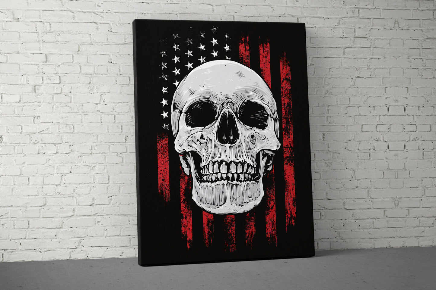 USA Skull Canvas - Home Gym Decor - Large Quote Wall Art - Weightlifting Fitness