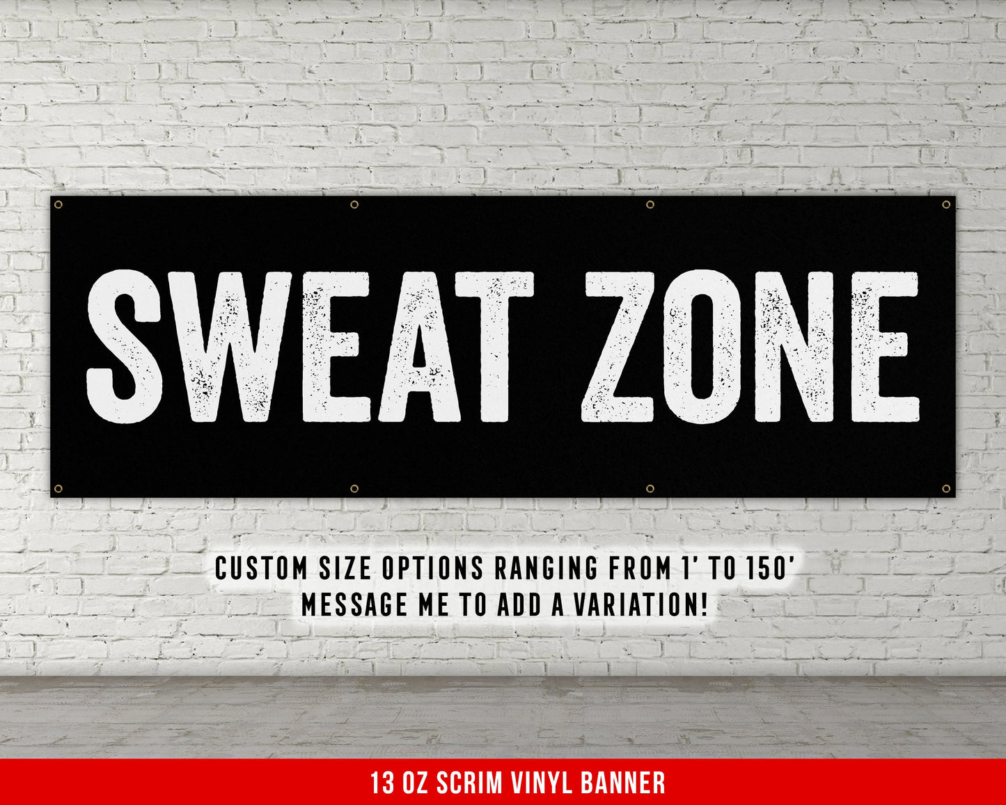 Sweat Zone Banner - Home Gym Decor - Large Quote Wall Art - Fitness Training - Motivational Inspiration