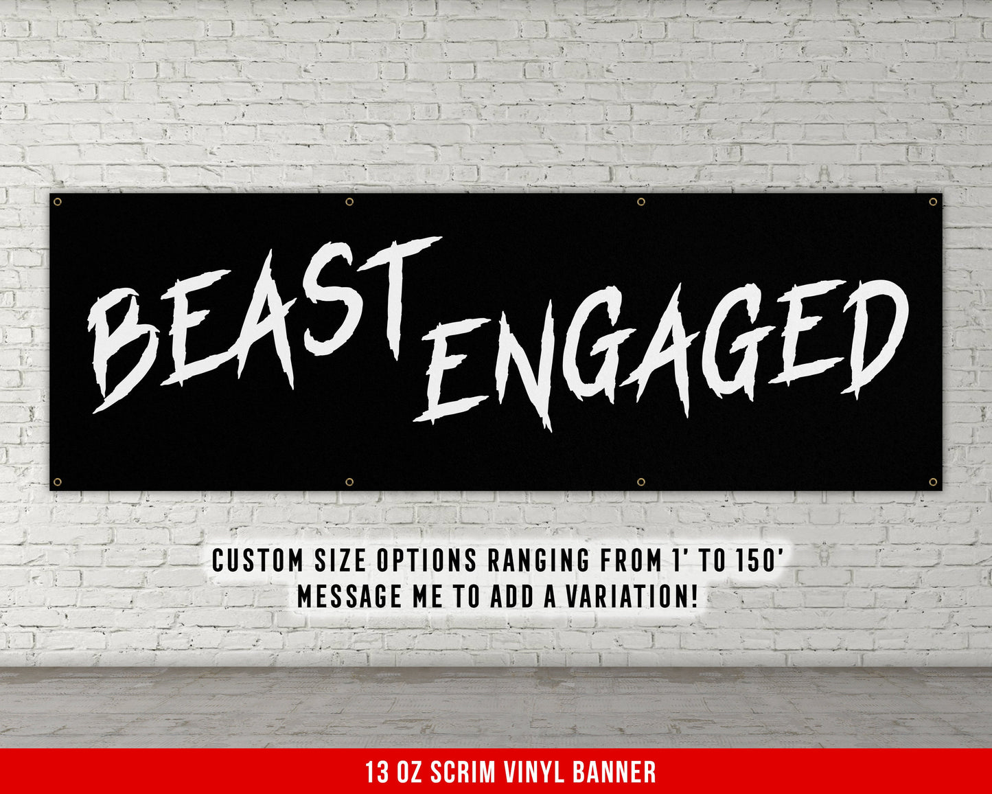 Beast Engaged Banner - Home Gym Decor - Large Quote Wall Art - Fitness Training - Motivational Inspiration