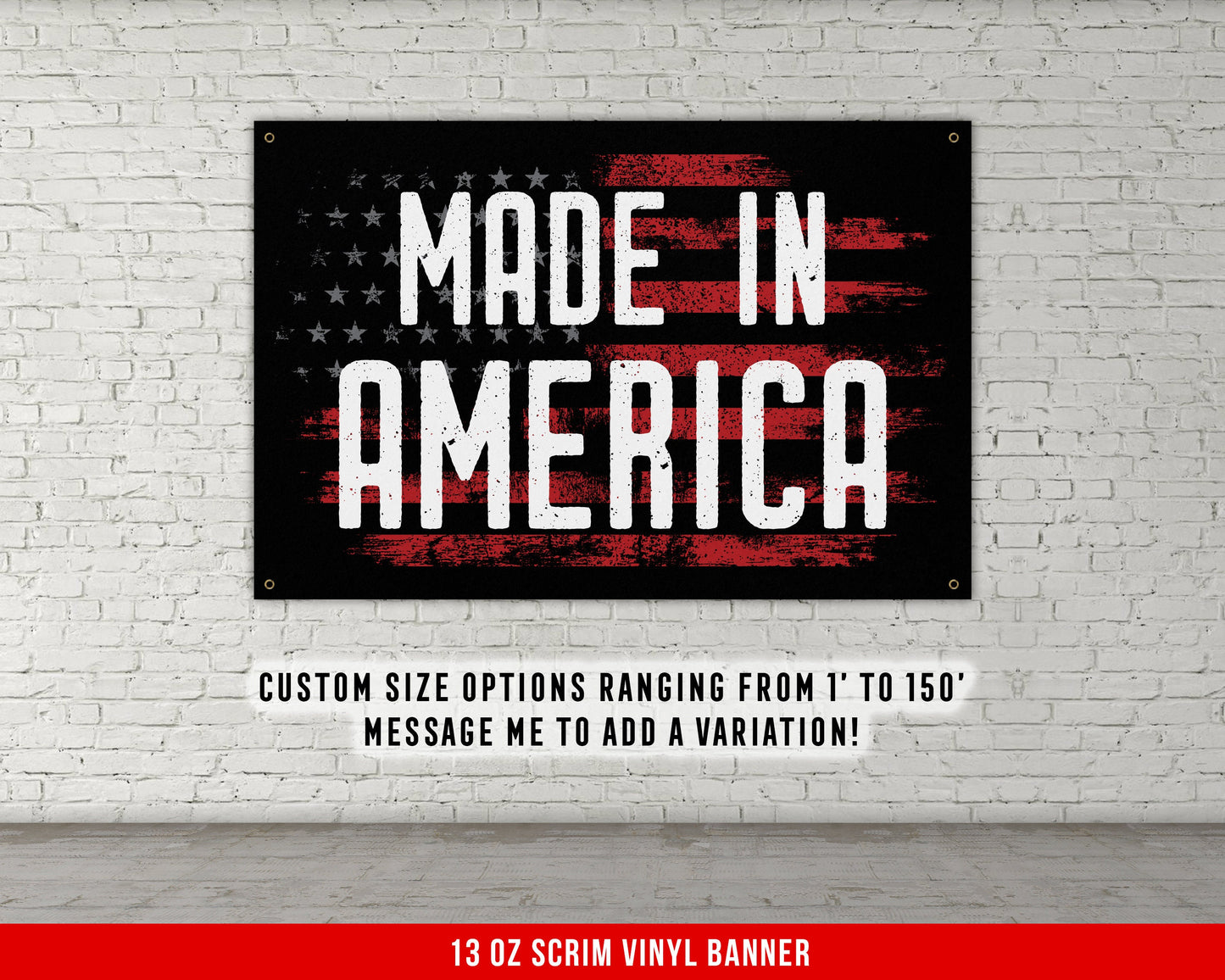 Made In America Banner - Home Gym Decor - Large Motivational Quote Wall Art - Weightlifting - USA Background - Sports Inspiration