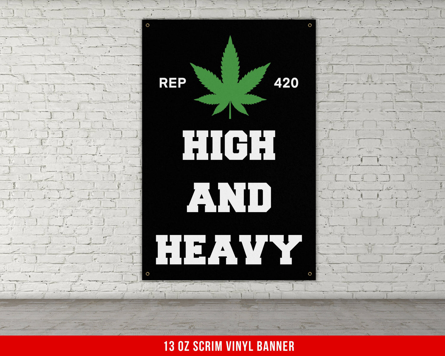 Lift High Banner - Home Gym Decor - Funny Weed Large Wall Art - Weightlifting - Sports Inspiration - Marijuana