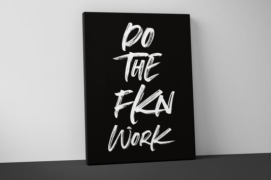 Do The Fkn Work Canvas - Home Gym Decor - Large Quote Wall Art - Weightlifting Fitness - Sports Funny