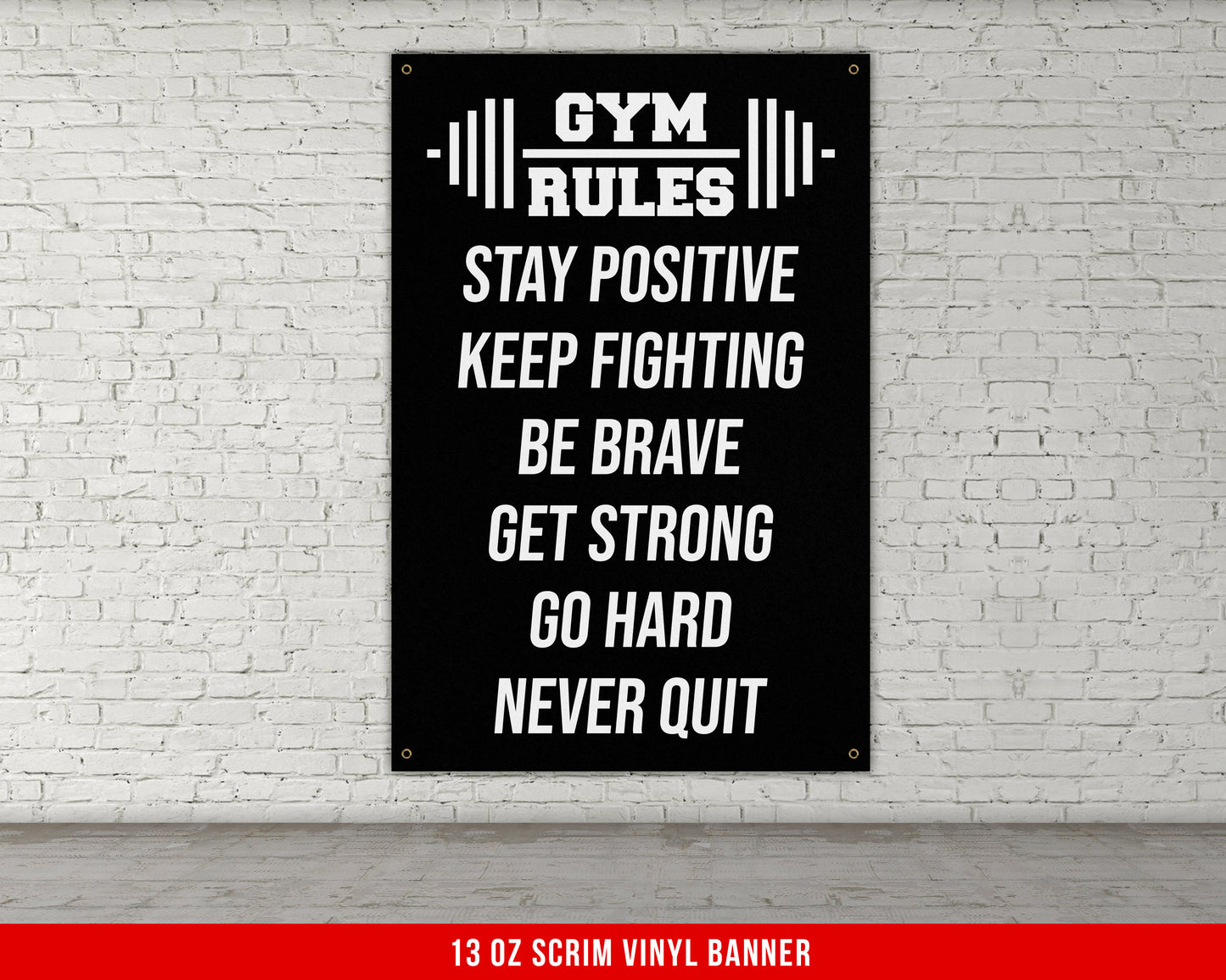 Gym Rules Banner - Home Gym Decor - Large Quotes Wall Art - Weightlifting - Sports Inspiration