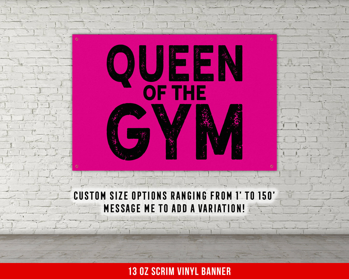 Queen Of The Gym Banner - Home Gym Decor - Large Quotes Wall Art - Garage Basement - Sports Inspiration - Motivational Fitness