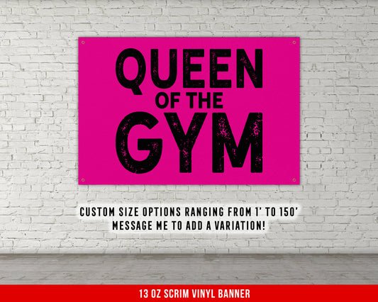 Queen Of The Gym Banner - Home Gym Decor - Large Quotes Wall Art - Garage Basement - Sports Inspiration - Motivational Fitness