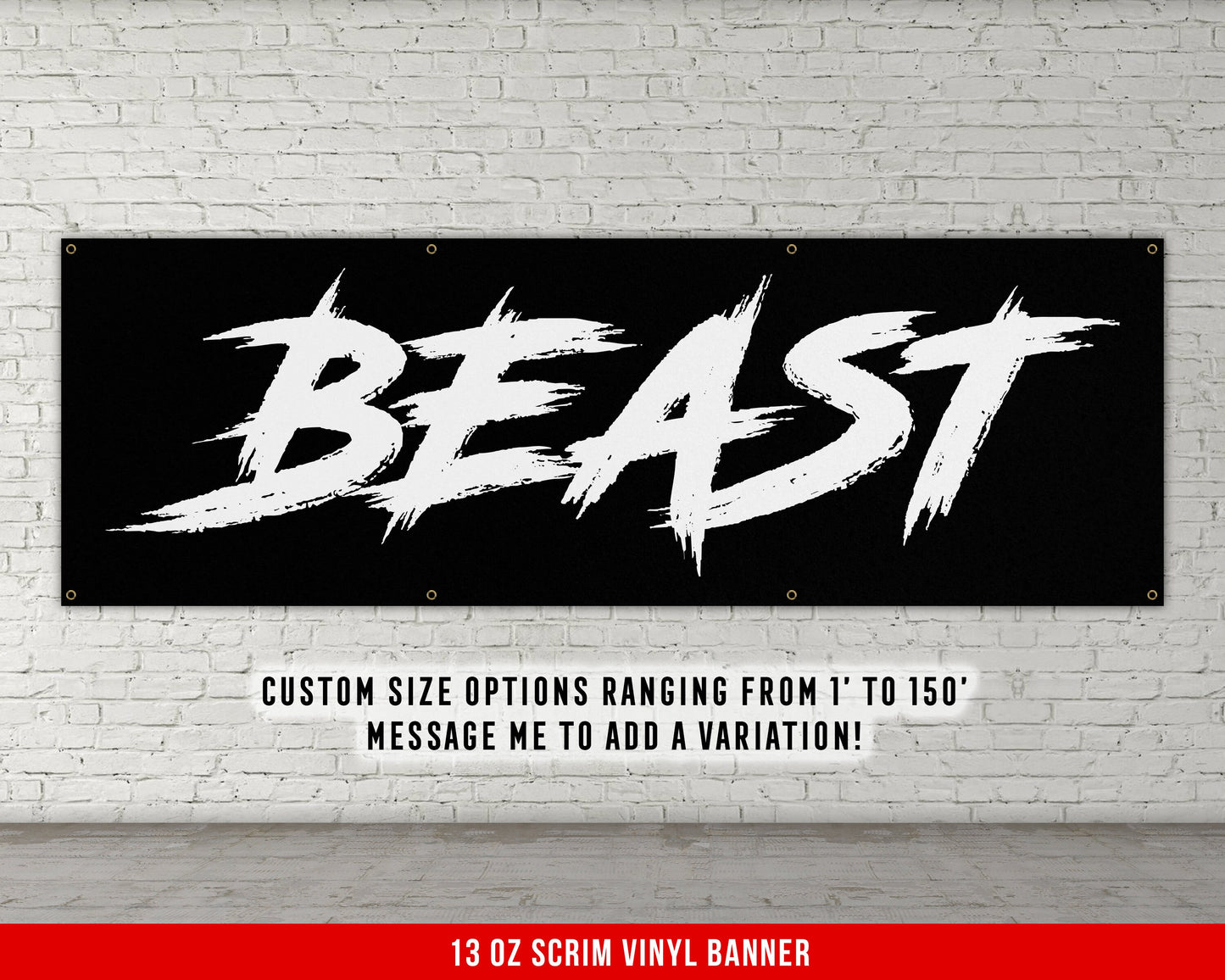 Beast Banner - Home Gym Decor - Large Quote Wall Art - Fitness Training - Motivational Inspiration