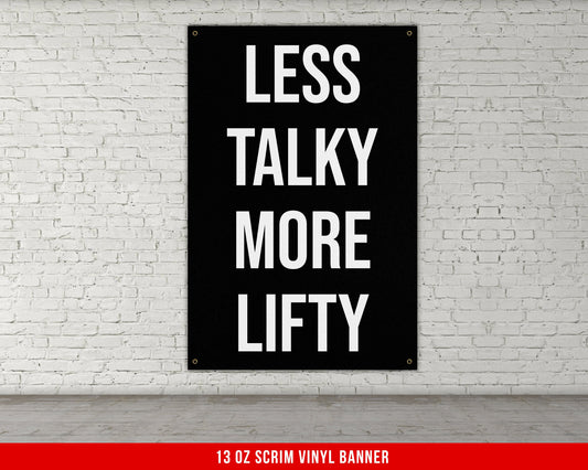 Less Talky More Lifty Banner - Home Gym Decor - Large Motivational Quote Wall Art - Garage - Funny