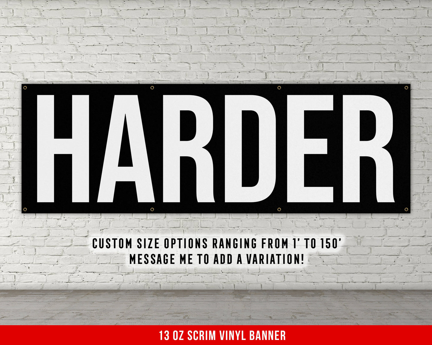 Harder Banner - Home Gym Decor - Large Quote Wall Art - Fitness Training - Motivational Inspirational