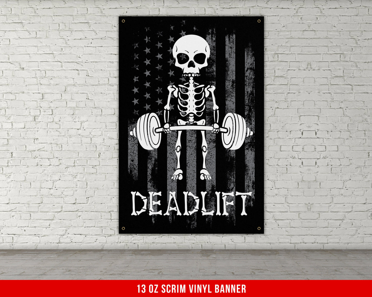 Deadlift Banner - Home Gym Decor - Motivational Quote Wall Art - Weightlifting - USA Gray - Funny - Garage