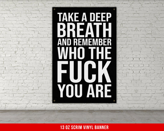 Take A Deep Breath Banner - Home Gym Decor - Large Quotes Wall Art - Weightlifting - Motivational Sports Inspiration